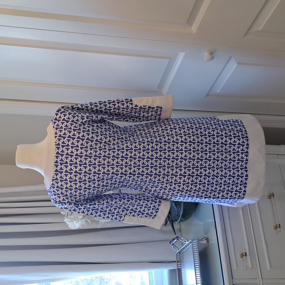 Jude Connally Womens Holly Tunic Mini Stretch Dress Blue/White Chain Print S-XS - Picture 3 of 8